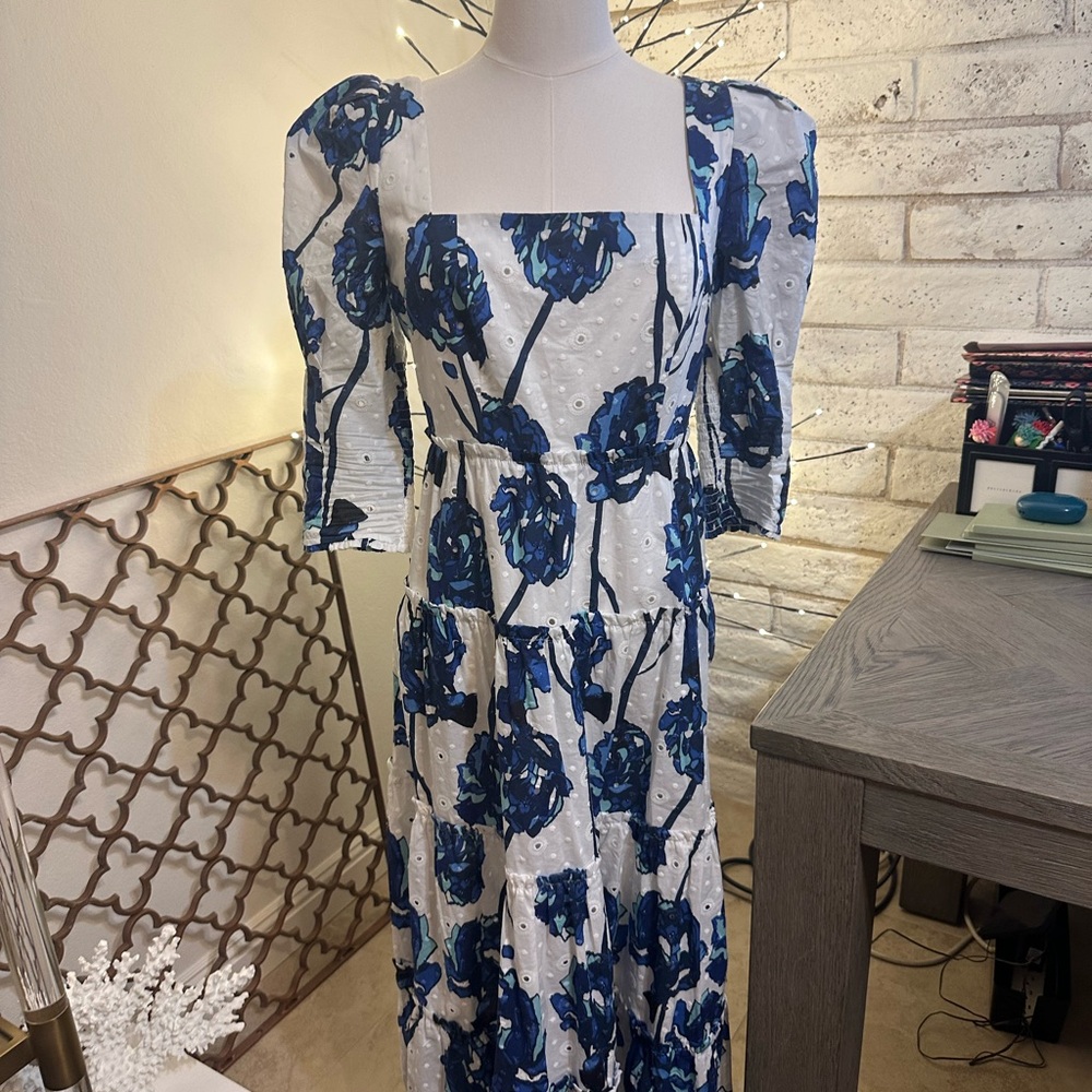 DVFFloral Blue and White Dress